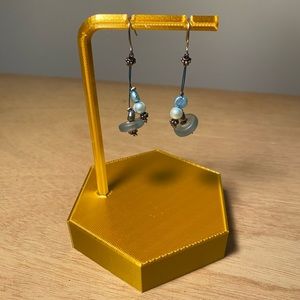 Beaded blue drop earrings